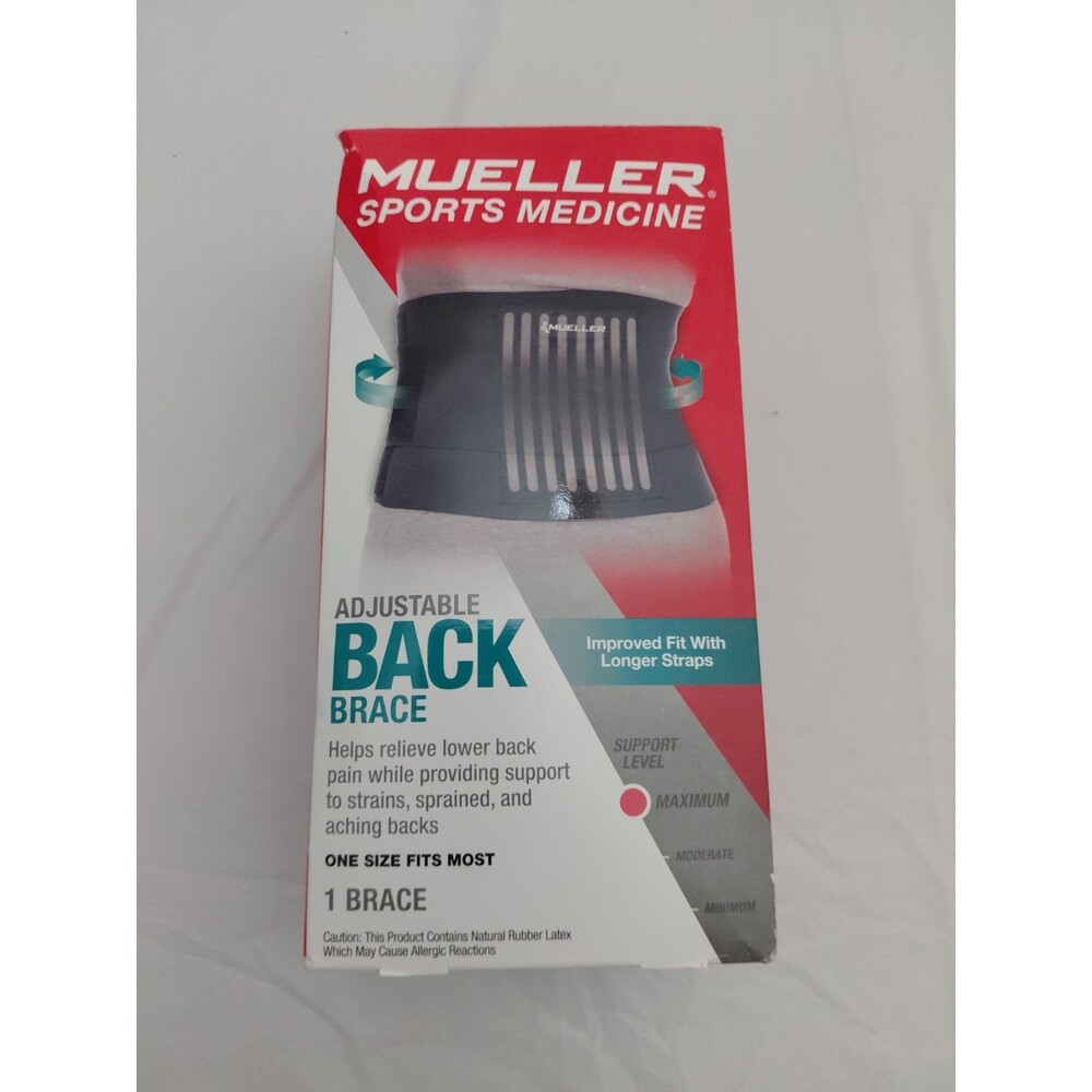 MUELLER SPORTS MEDICINE ADJUSTABLE BACK BRACE MAXIMUM SUPPORT ONE SIZE NEW